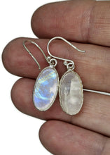 Load image into Gallery viewer, Oval Moonstone Earrings, Sterling Silver, Rainbow Moonstones, Modern June Birthstone