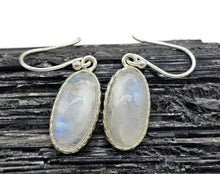 Load image into Gallery viewer, Oval Moonstone Earrings, Sterling Silver, Rainbow Moonstones, Modern June Birthstone