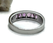 Load image into Gallery viewer, Pink Sapphire Ring, size Q, September Birthstone, Sterling Silver, Channel set Ring