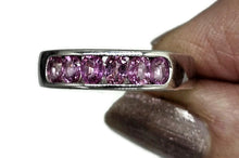 Load image into Gallery viewer, Pink Sapphire Ring, size Q, September Birthstone, Sterling Silver, Channel set Ring