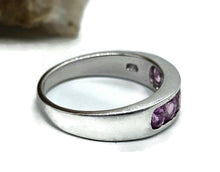 Load image into Gallery viewer, Pink Sapphire Ring, size Q, September Birthstone, Sterling Silver, Channel set Ring