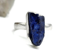 Load image into Gallery viewer, Rough Sapphire Ring, Size P, September Birthstone, Sterling Silver, Raw Blue Sapphire