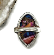 Load image into Gallery viewer, Oyster Turquoise Ring with Pink Opal, Size T, Leaf Shaped, Sterling Silver