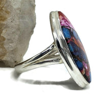 Load image into Gallery viewer, Oyster Turquoise Ring with Pink Opal, Size T, Leaf Shaped, Sterling Silver