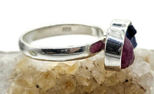 Load image into Gallery viewer, Raw Ruby &amp; Raw Blue Sapphire Ring, Size Q, Sterling Silver, Rough Gemstones