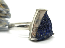 Load image into Gallery viewer, Raw Azurite Ring, size S, Sterling Silver, Rough Triangle Gem, Natural Stone