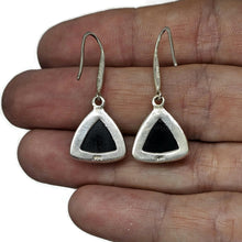 Load image into Gallery viewer, Triangle Black Onyx Earrings, Sterling Silver, Leo and Capricorn Zodiac Gemstone