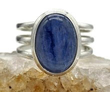 Load image into Gallery viewer, Kyanite Ring, Size 8, Sterling Silver, Oval Shape, Gemstone for negotiations