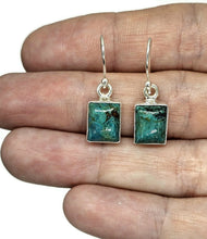 Load image into Gallery viewer, Chrysocolla Earrings, Rectangle Shaped, Sterling Silver, Green Blue Gemstone