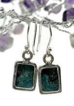 Load image into Gallery viewer, Chrysocolla Earrings, Rectangle Shaped, Sterling Silver, Green Blue Gemstone