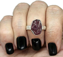 Load image into Gallery viewer, Raw Garnet Ring, Size O, Sterling Silver, Rough Gemstone, January Birthstone