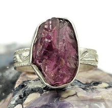 Load image into Gallery viewer, Raw Garnet Ring, Size O, Sterling Silver, Rough Gemstone, January Birthstone