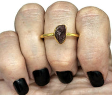 Load image into Gallery viewer, Rough Garnet Ring, Size 12, January Birthstone, Gold Plated Sterling Silver, Raw Gemstone