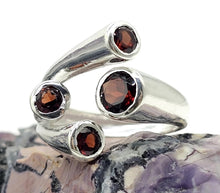 Load image into Gallery viewer, Four Stone Garnet Ring, Size P, Sterling Silver, Multi-gemstone Ring, January Birthstone