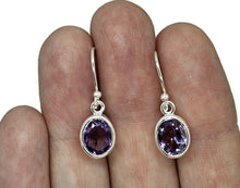 Load image into Gallery viewer, Oval faceted Amethyst Earrings, Sterling Silver, February Birthstone, Spiritual Gem