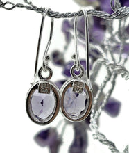 Load image into Gallery viewer, Oval faceted Amethyst Earrings, Sterling Silver, February Birthstone, Spiritual Gem