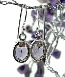 Oval faceted Amethyst Earrings, Sterling Silver, February Birthstone, Spiritual Gem