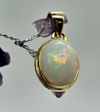 Load image into Gallery viewer, Solid African Opal Pendant, Sterling Silver, 18K Gold Plated, October Birthstone, Aura Gem