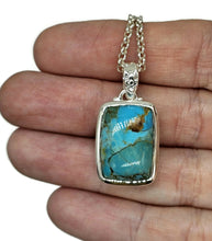 Load image into Gallery viewer, Rectangle Turquoise Pendant, Sterling Silver, December Birthstone, Blue Turquoise