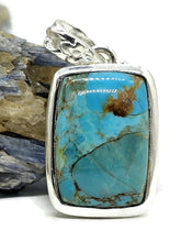 Load image into Gallery viewer, Rectangle Turquoise Pendant, Sterling Silver, December Birthstone, Blue Turquoise