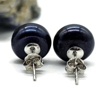 Load image into Gallery viewer, Blue Purple Freshwater Pearl Studs, June Birthstone, Sterling Silver, 10mm, Natural Pearls