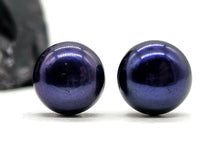 Load image into Gallery viewer, Blue Purple Freshwater Pearl Studs, June Birthstone, Sterling Silver, 10mm, Natural Pearls