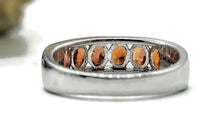 Load image into Gallery viewer, Orange Sapphire Band Ring, size O, Sterling Silver, Channel Set, Stacker Ring