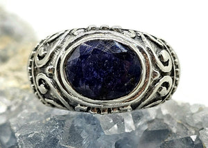 Lapis Lazuli Ring, Virgo & Sagittarius Zodiac, Size S, Sterling Silver, Oval Facet