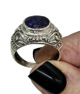 Lapis Lazuli Ring, Virgo & Sagittarius Zodiac, Size S, Sterling Silver, Oval Facet