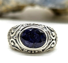 Load image into Gallery viewer, Lapis Lazuli Ring, Virgo &amp; Sagittarius Zodiac, Size S, Sterling Silver, Oval Facet