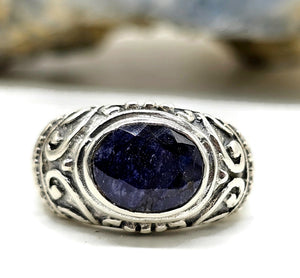 Lapis Lazuli Ring, Virgo & Sagittarius Zodiac, Size S, Sterling Silver, Oval Facet