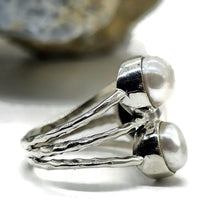 Load image into Gallery viewer, White Freshwater Pearl Ring, June Birthstone, Size N, Sterling Silver, Truth Stone