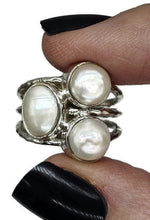 Load image into Gallery viewer, White Freshwater Pearl Ring, June Birthstone, Size N, Sterling Silver, Truth Stone