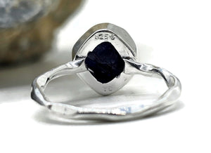 Raw Blue Sapphire Ring, Size P 1/2, September Birthstone, Sterling Silver, Rough Sapphire