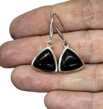 Load image into Gallery viewer, Triangle Black Onyx Earrings, Sterling Silver, Leo and Capricorn Zodiac Gemstone