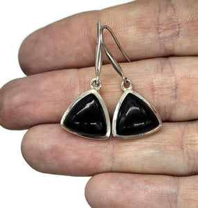 Triangle Black Onyx Earrings, Sterling Silver, Leo and Capricorn Zodiac Gemstone