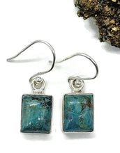 Load image into Gallery viewer, Chrysocolla Earrings, Rectangle Shaped, Sterling Silver, Green Blue Gemstone