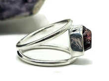 Load image into Gallery viewer, Garnet Ring, Size N, January Birthstone, Double Band Ring, Sterling Silver, Raw Gemstone