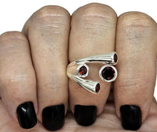 Load image into Gallery viewer, Four Stone Garnet Ring, Size P, Sterling Silver, Multi-gemstone Ring, January Birthstone