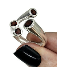 Load image into Gallery viewer, Four Stone Garnet Ring, Size P, Sterling Silver, Multi-gemstone Ring, January Birthstone