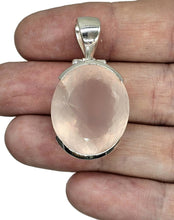 Load image into Gallery viewer, Rose Quartz Pendant, 43 Carats, Sterling Silver, Oval Faceted, Love Stone, Pink Gemstone