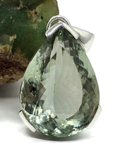 Load image into Gallery viewer, Prasiolite Pendant, Green Amethyst Gemstone, 34 carats, Sterling Silver, Pear Design