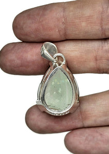 Prasiolite Pendant, Green Amethyst Gemstone, 34 carats, Sterling Silver, Pear Design