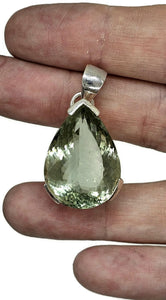 Prasiolite Pendant, Green Amethyst Gemstone, 34 carats, Sterling Silver, Pear Design