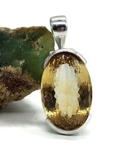 Massive Statement Citrine Pendant, Sterling Silver, 36 carats, Oval Facet, November Birth