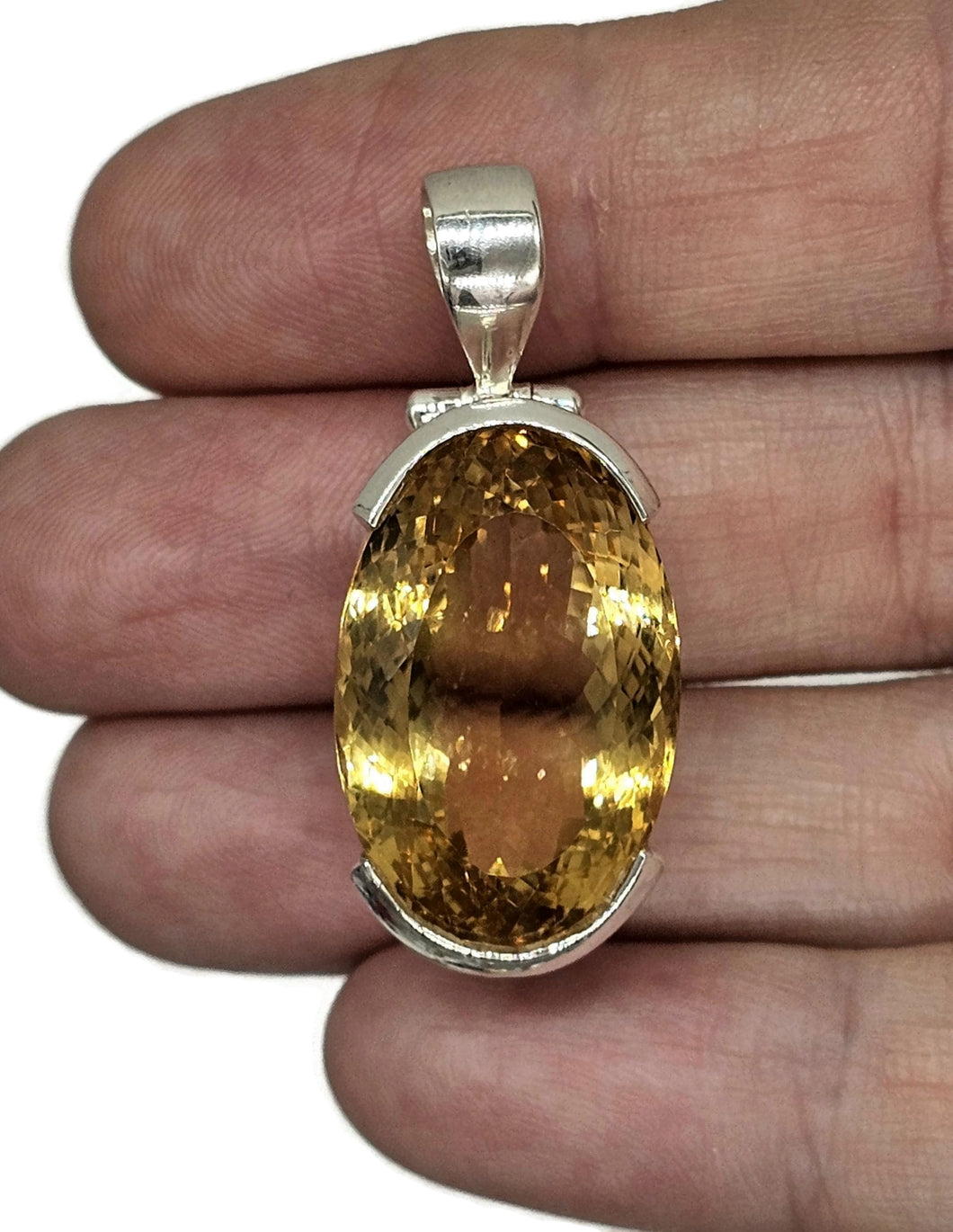 Massive Statement Citrine Pendant, Sterling Silver, 36 carats, Oval Facet, November Birth