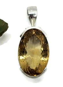 Massive Statement Citrine Pendant, Sterling Silver, 36 carats, Oval Facet, November Birth