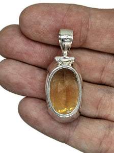 Massive Statement Citrine Pendant, Sterling Silver, 36 carats, Oval Facet, November Birth