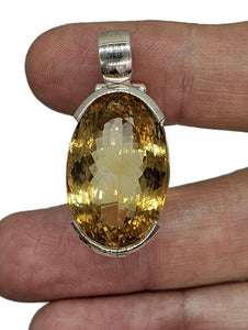 Massive Statement Citrine Pendant, Sterling Silver, 36 carats, Oval Facet, November Birth