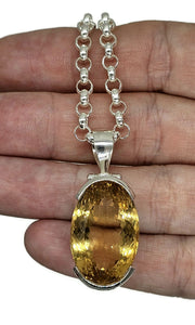 Massive Statement Citrine Pendant, Sterling Silver, 36 carats, Oval Facet, November Birth